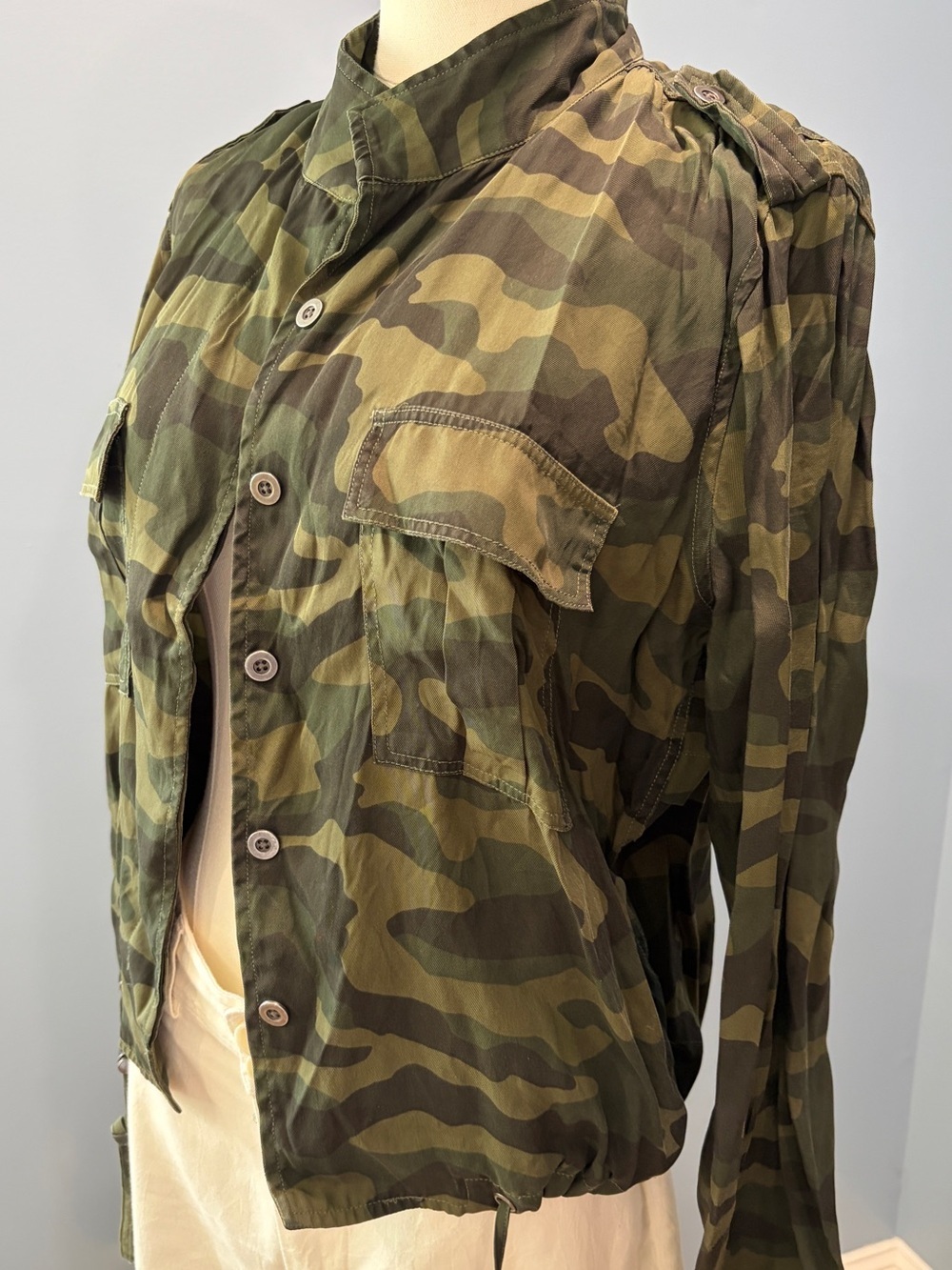 Rails Lightweight Camo Utility Jacket Drawstring Cargo Small Linen Blend - Picture 2 of 7